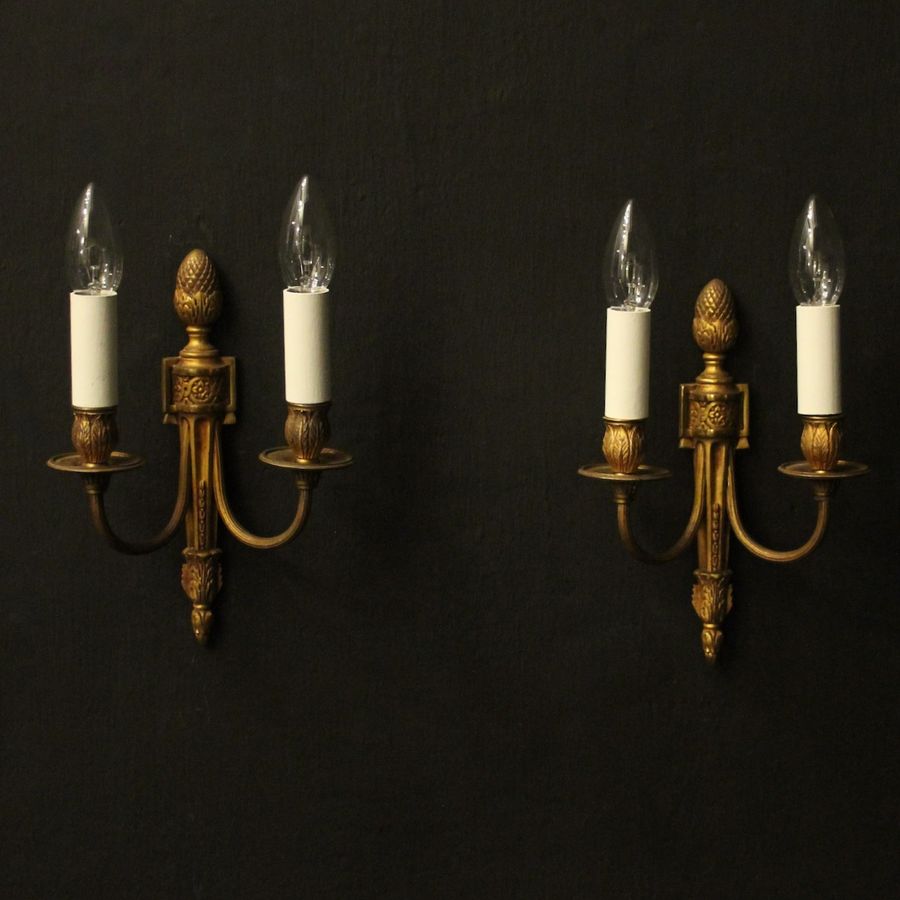 French Pair Of Gilded Bronze Antique Wall Lights