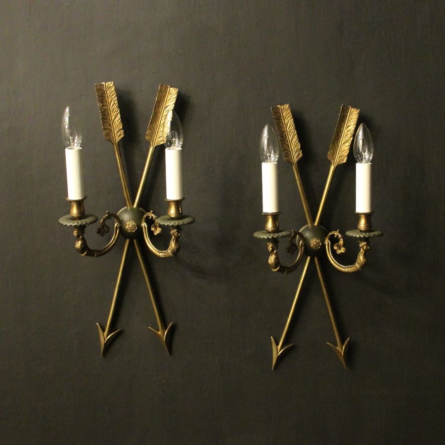 French Pair Of Empire Gilded Wall Lights