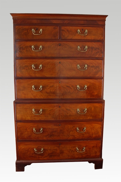 Antique George III Antique mahogany chest on chest circa 1800