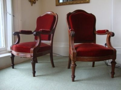 SUPERB QUALITY PAIR 19THC ANTIQUE REGENCY MAHOGANY UPHOLSTERED ARMCHAIRS C1850