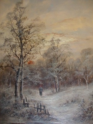 BEAUTIFUL DOUBLE SWEPT FRAMED WINTER LANDSCAPE OIL PAINTING 'ARTHER SPENCER'
