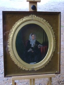 A QUALITY 19THC VICTORIAN ANTIQUE OVAL GESSO FRAMED PORTRAIT OIL PAINTING C1850