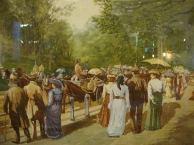 BEAUTIFUL HYDE PARK BRITISH GENRE WATERCOLOUR PAINTING 'A. LUDOVICI' (1852-1932)