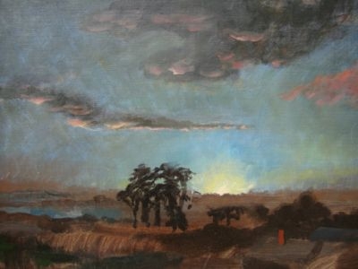 ORIGINAL SUNRISE LANDSCAPE OIL PAINTING BY 'CATHERINE OLIVE MOODY' (1920-2009)