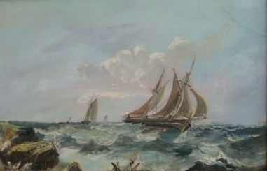 BEAUTIFUL ORIGINAL 19TH CENTURY VICTORIAN SEASCAPE OIL ON BOARD PAINTING C1890