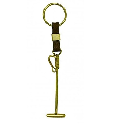 Solid Brass & Leather Argentine Polo Mallet Keychain