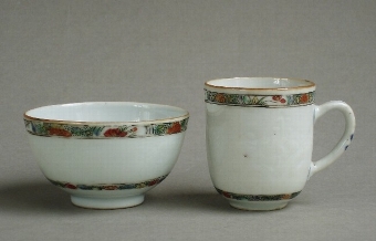 Chinese export famille verte coffee cup & teabowl, Yongzheng