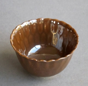 Antique Chinese export porcelain Batavian ware fluted teabowl & saucer 