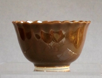 Antique Chinese export porcelain Batavian ware fluted teabowl & saucer 