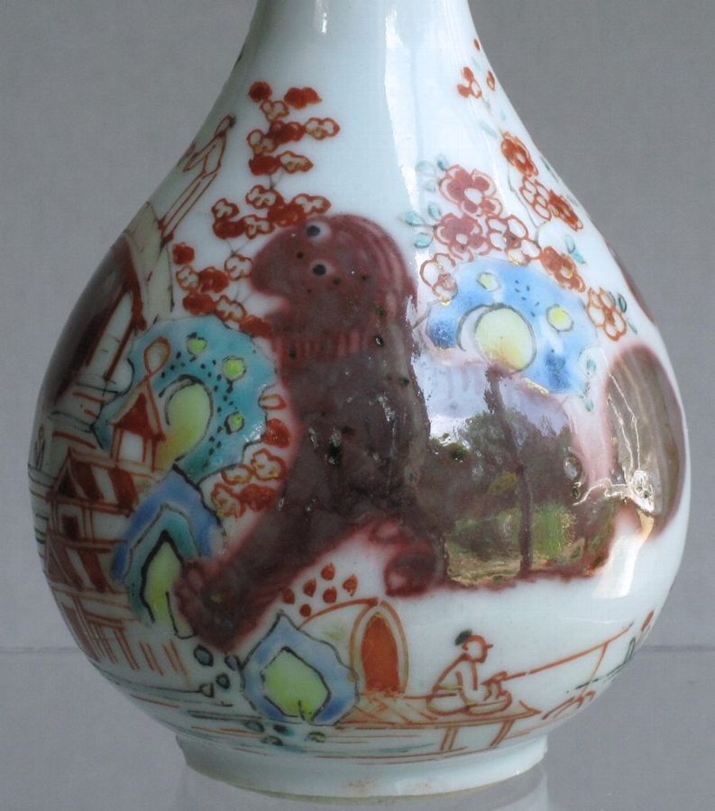 Antique Chinese copper red vase, Kangxi, with Dutch Kakiemonstyle