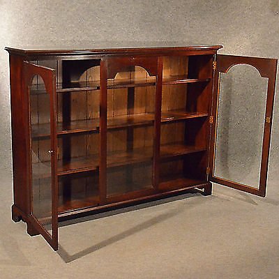 Antique Bookcase Display Library Glazed Cabinet Mahogany Edwardian English c1910