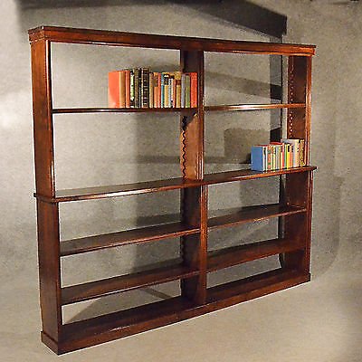 Antique Open Bookcase Display Library Shelves Walnut English Victorian c1900