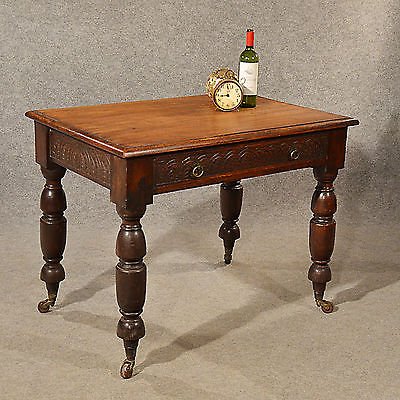 Antique Desk Library Writing Table Victorian English Carved Oak c1880