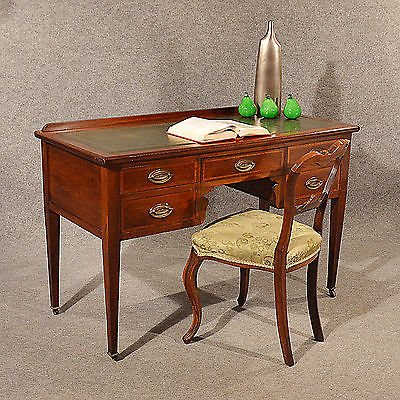 Antique Desk Study Library Table Leather Top Fine Inlaid Victorian English c1890
