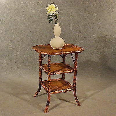 Antique Bamboo Lamp Table Side Occasional 19th Century Oriental Victorian c1880