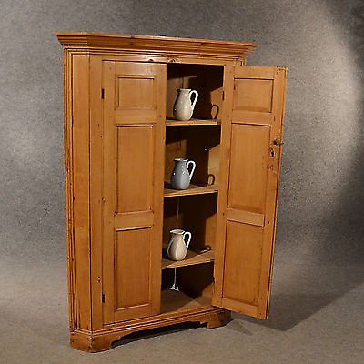 Antique Pine Corner Cabinet Cupboard Larder Original English Victorian c1900