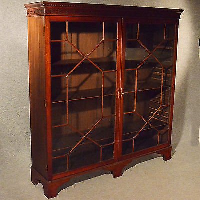 Antique Large Bookcase Display Astragal Glazed Cabinet Quality Edwardian c1910