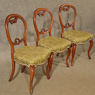 Antique Dining Chairs Set 3 Mahogany Balloon Back Quality English c1870