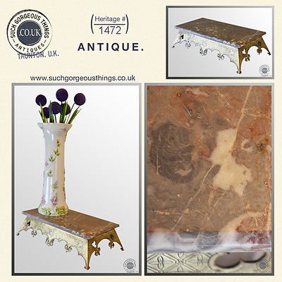 Antique Victorian Art Nouveau Brass & Marble Step Stand Footrest Plinth c1890