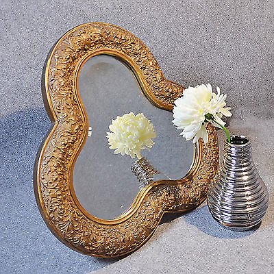 Antique Wall Mirror Fine English Gilt Gesso Trefoil Bevelled Looking Glass c1850