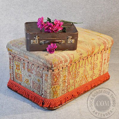 Antique Ottoman Pouffe Footstool Stool Victorian Upholstered Box Seat c1850