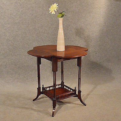 Antique Petal Table Side Lamp Wine Occasional Folding Mahogany Victorian c1890