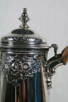 Antique Fine George II Sterling Silver Coffee Pot 1749, Lloyds of London Coffee House