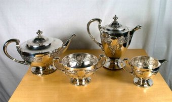 Superb George V Scottish Sterling Silver Celtic 4 Piece Tea Service Glasgow 1910
