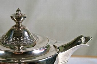 Antique Superb George V Scottish Sterling Silver Celtic 4 Piece Tea Service Glasgow 1910