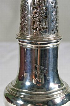 Antique Fine Georgian George II Sterling Silver Caster Jabez Daniell London 1751 Crested