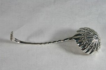 Antique Rare Victorian Onslow Hooked Stem Sterling Silver Sugar Sifter London 1865