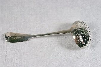 Antique Nice Victorian Provincial Sterling Silver Sifting Ladle John Stone Exeter 1859
