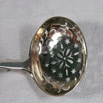 Antique Nice Victorian Provincial Sterling Silver Sifting Ladle John Stone Exeter 1859