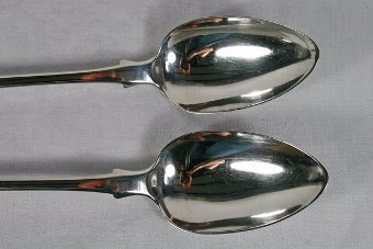 Antique Rare Pair Georgian Regency Basting Stuffing Spoons