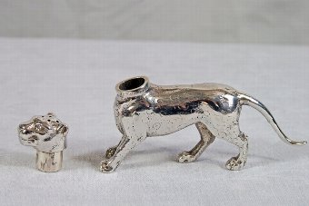 Antique Very Rare Highly Collectable Novelty Sterling Silver Pepper Pot Leopard Cheetah London 1907