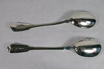 Antique Fine Rare Regency Sterling Silver Pair Salad Serving Spoons Eley Fearn Chawner
