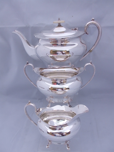Late Victorian silver plated three piece Tea Set c1900