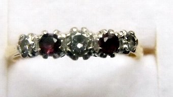 LOVELY EDWARDIAN 18CT YELLOW GOLD DIAMOND AND RUBY RING