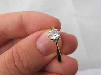 Antique STUNNING ART DECO 60 POINT DIAMOND 18CT GOLD SOLITAIRE RING 