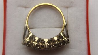 Antique LOVELY EDWARDIAN 18CT GOLD AND PLATINUM 5 STONE DIAMOND RING
