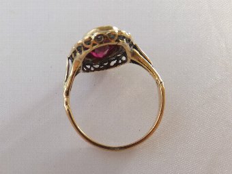 Antique STUNNING ART DECO 4CT RUBY AND 0.8CT DIAMOND 18CT GOLD CLUSTER RING 