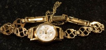 Antique LOVELY ART DECO LADIES 18CT GOLD CASED WATCH ON 9CT GOLD STRAP