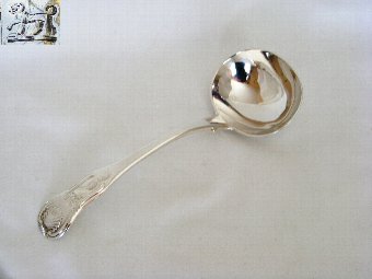 GOOD QUALITY, GEORGE IV, SOLID SILVER SAUCE / GRAVY LADLE – EDINBURGH 1820