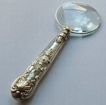 WILLIAM YATES HM SILVER HANDLE MAGNIFYING GLASS SHEFFIELD 1929