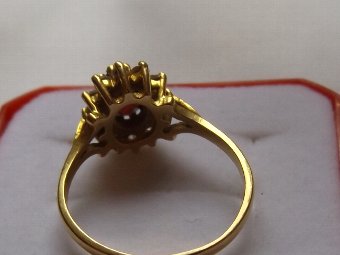 Antique BEAUTIFUL ART DECO 18CT GOLD GARNET AND DIAMOND RING