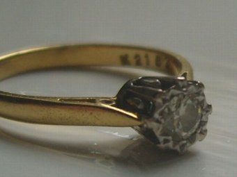 Lovely Art Deco 0.2ct Diamond Solitaire 18ct Gold Ring