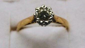 Antique Lovely Art Deco 0.2ct Diamond Solitaire 18ct Gold Ring
