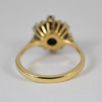 Antique Lovely Heavy Art Deco Sapphire & Diamond 18ct Gold Cluster Ring