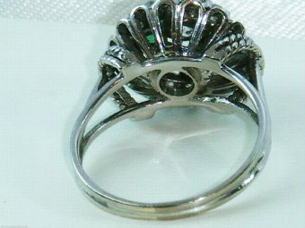 Antique Fine 18ct White gold Art Deco emerald and 1ct diamond ring size O 