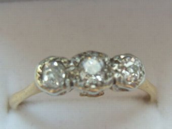 Antique Stunning Art Deco 18ct and Platinum Gold 0.33ct Three Diamond Ring
